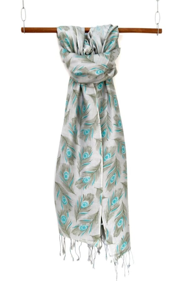 Pure silk – patterned – blue / grey