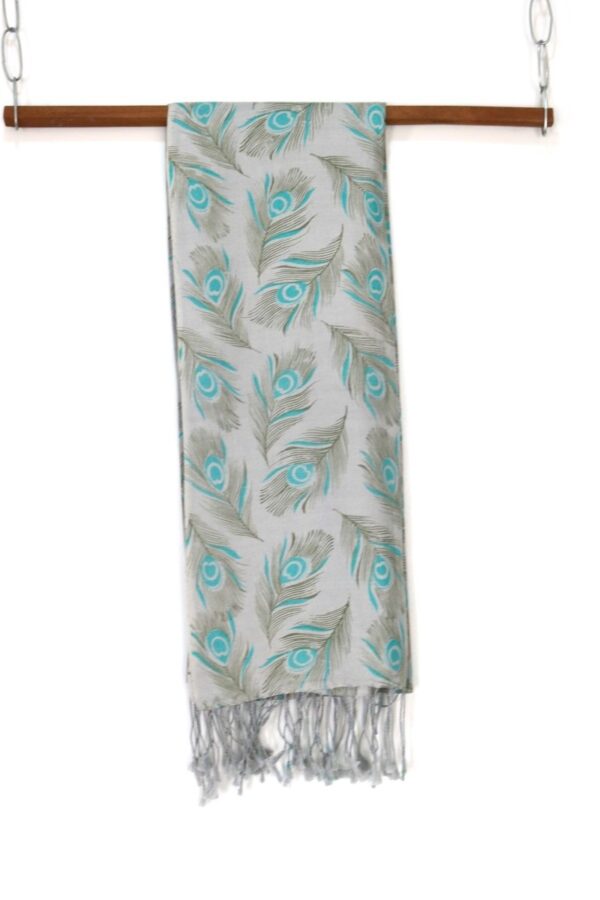 Pure silk – patterned – blue / grey - Image 2