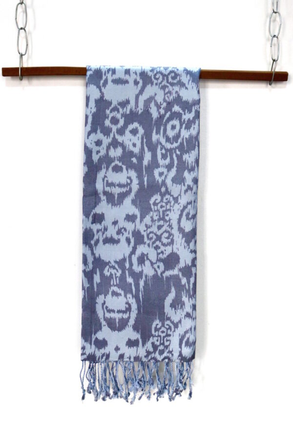 Pure silk – patterned – dark & light blue - Image 2