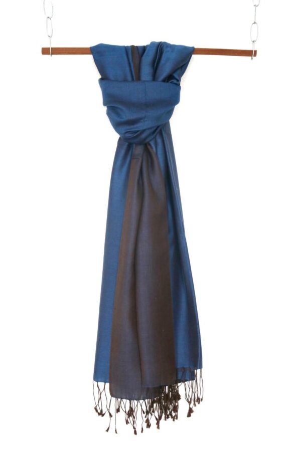 Pure silk – two-sided – blue / brown