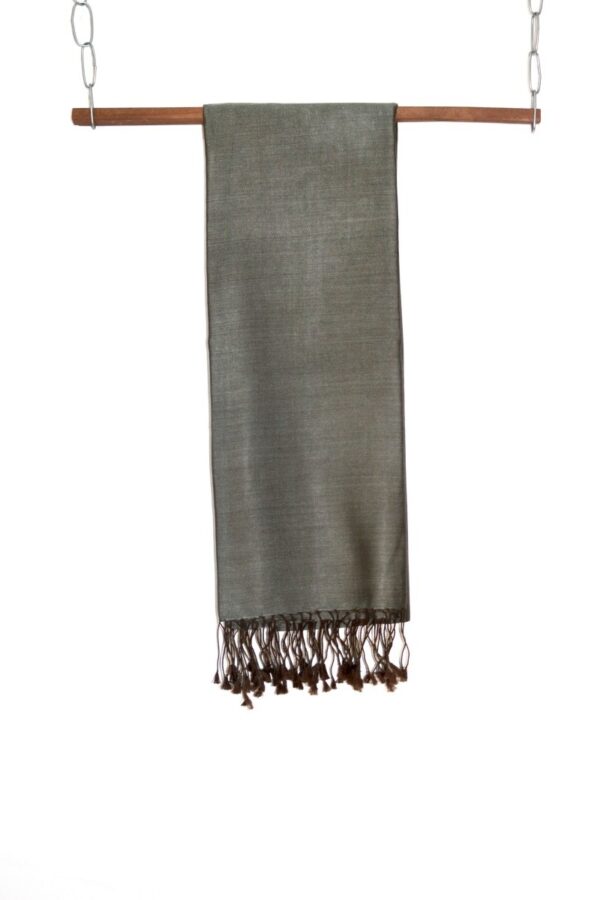 Pure silk – two-sided – grey / brown - Image 2