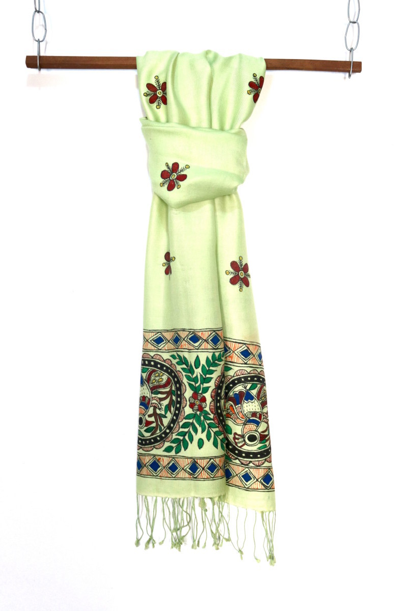 Pure silk – hand painted – mint green