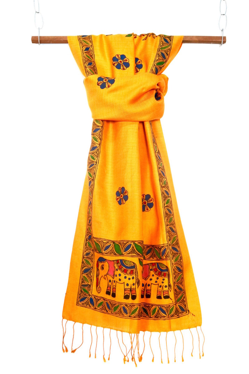 Pure silk – hand painted – yellow