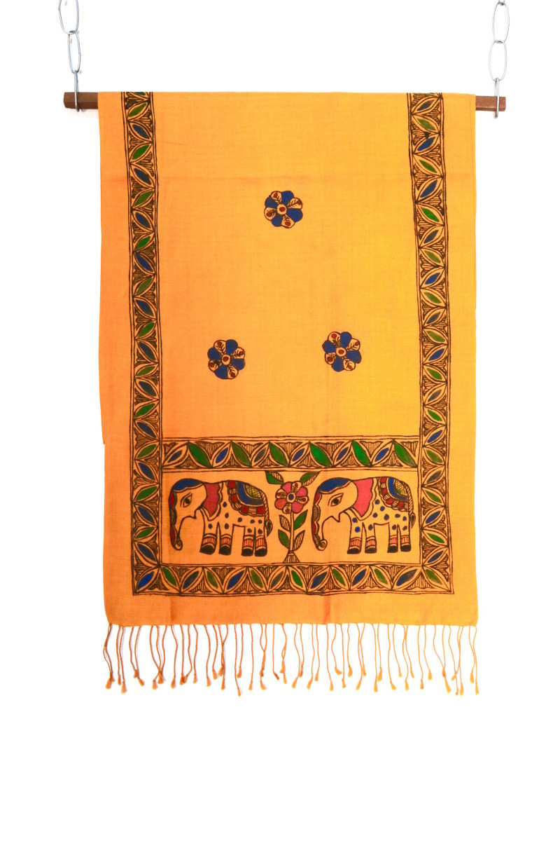 Pure silk – hand painted – yellow - Image 2