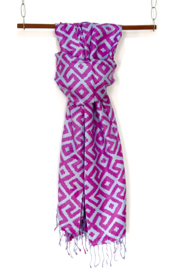 Pure silk – patterned – violet / grey