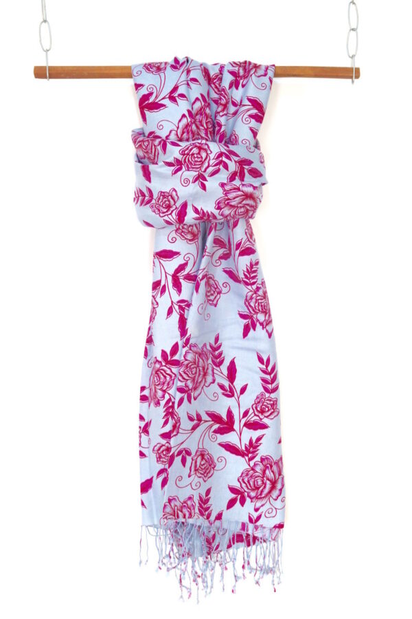 Pure silk – patterned – violet / light blue