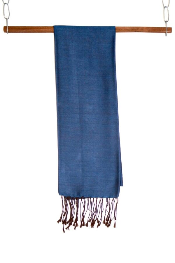Pure silk – two-sided – blue / brown - Image 2